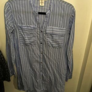Stripped blue shirt dress